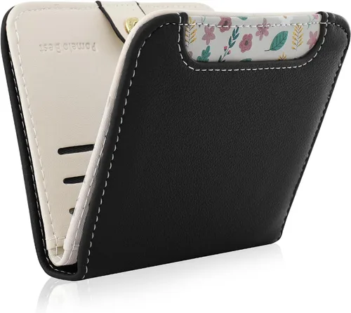 Billetera pequeña para mujer, con bloqueo RFID, de piel, plegable, para tarjetas de crédito, con ventana de identificación, con cremallera, bolsillo