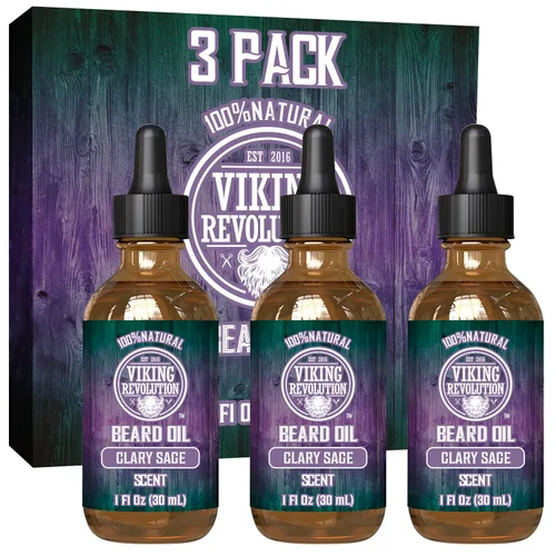 Miniatura 14 de Viking Revolution Aceite de barba de sándalo para hombres, aceite natural para barba con aceite de argán y aceite de jojoba, suavizante de barba
