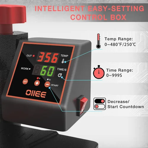 Miniatura 3 de OIIEE Máquina de prensa de calor 5 en 1 combinada prensa de calor de 12 x 15 pulgadas, máquina de transferencia de calor de 360 grados, impresión
