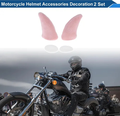 Miniatura 2 de Accesorios para casco de motocicleta, decoración de cuernos de felpa para motocicleta, bicicleta, esquí, cascos de esquí, calcomanías de felpa rosa