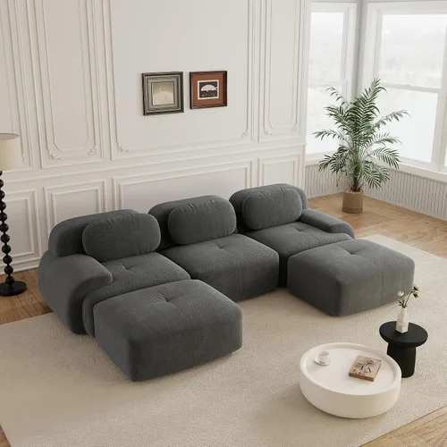 Miniatura 77 de Sofás modulares sin hueso de 152.8 pulgadas para sala de estar, sofá modular con diván en forma de L, cómodo asiento profundo tapizado de tela