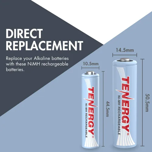 Miniatura 6 de Tenergy Batería AA y AAA de alto drenaje, 1.2 V recargables NiMH Combo, paquete de 12 pilas AA de 2500 mAh y 12 pilas AAA de 1000 mAH