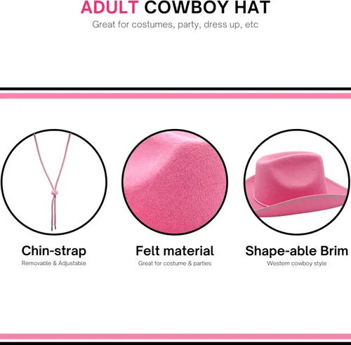 Miniatura 5 de 4E's Novelty Sombrero de vaquero para mujeres y hombres, sombrero de vaquera de fieltro para adultos, accesorios de vestir para fiesta occidental
