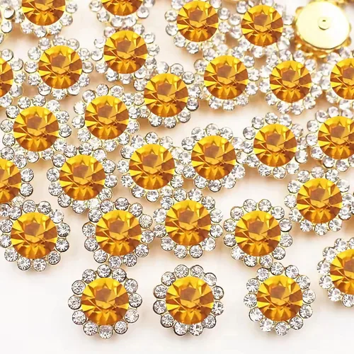Miniatura 13 de 120 piezas de 12 mm de girasol coser en diamantes de imitación de cristal, gemas de vidrio, diamantes de imitación de metal para manualidades