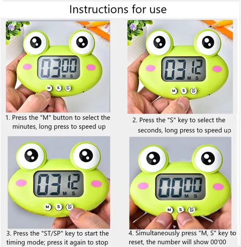 Miniatura 7 de Temporizador de cocina, cuenta regresiva de animales de dibujos animados, temporizador de cocción digital con magnético, reloj visual LCD