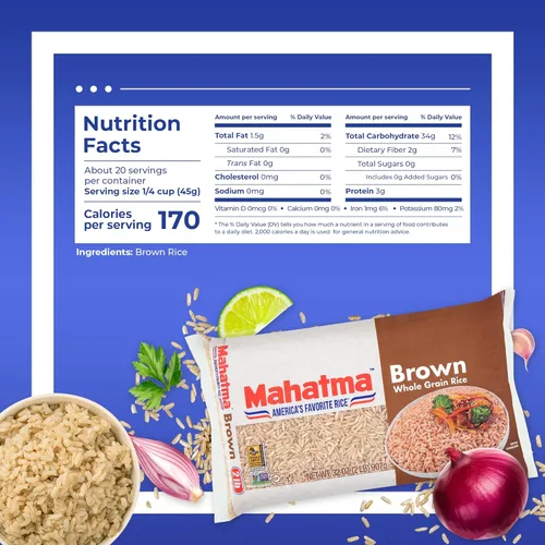 Miniatura 2 de Mahatma Arroz integral de grano entero, bolsa de arroz de 2 libras, arroz para estufa o microondas