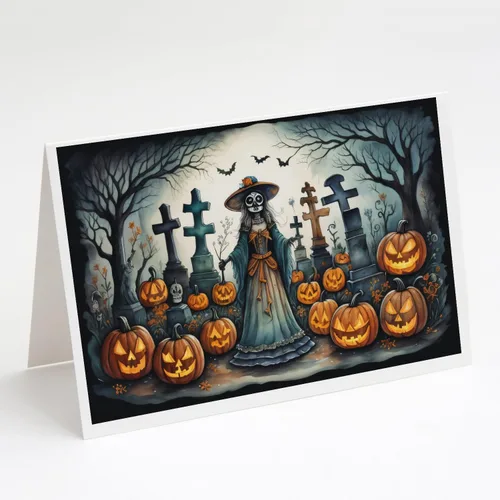 Miniatura 19 de Caroline's Treasures DAC2223GCA7P - Tarjetas de felicitación y sobres de Halloween espeluznantes de gato negro, paquete de 8 tarjetas en blanco