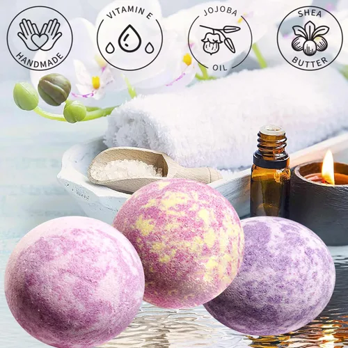 Miniatura 3 de Juego de 30 bombas de baño de lavanda para mujeres, madres, hombres, bomba de baño de burbujas naturales para spa, accesorios de ducha y baño