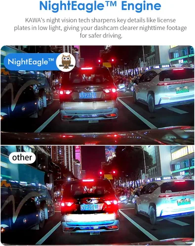 Miniatura 5 de KAWA Dash Cam 2K, cámara WiFi para tablero de automóviles 1440P con control de voz manos libres, visión nocturna, mini cámara frontal oculta
