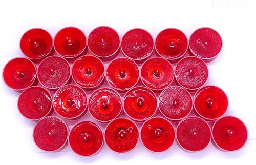 Miniatura 3 de Paquete de 24 aceites minerales de color rojo 100% transparente, sin perfume, a base de hasta 8 horas de velas de té para el hogar, restaurantes