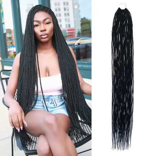 Miniatura 9 de AU-THEN-TIC Cabello senegalés con trenzas de ganchillo de 22 pulgadas, 6 paquetes de 40 mechones por paquete, extensiones de cabello de ganchillo