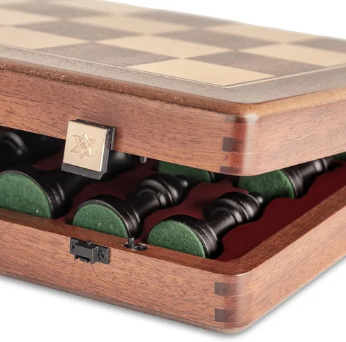 Miniatura 5 de A&A - Caja de ajedrez y damas de madera plegable de 15 pulgadas