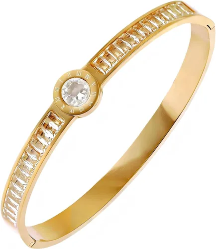 Miniatura 16 de Colección de Pulseras Brazalete de Acero Inoxidable 316L Chapado en Oro de 18K - 12 Diseños Únicos + Cadena de Acero de Titanio con Acento