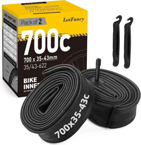 Miniatura 8 de LotFancy Tubos de bicicleta 700C, 2 tubos de bicicleta de carretera 700x35/43c, 700x35C, 700x38C, 700x40C, 700x42C, 700x43C, tubos de neumáticos