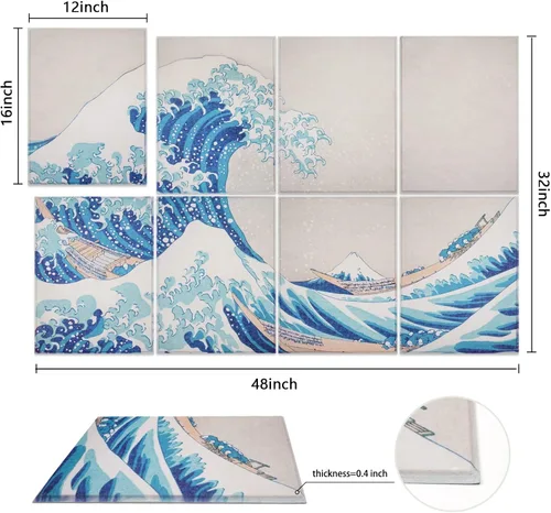 Miniatura 5 de Tutmyrea Paneles Acústicos Artísticos, 48" x 32" Almohadillas Autoadhesivas Insonorizantes Paquete de 8 Paneles Acústicos Insonorizados para Pared