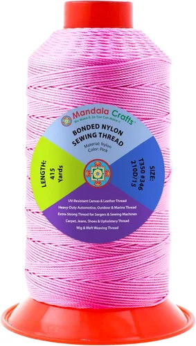 Miniatura 254 de Mandala Crafts - Hilo de nailon para coser cuero, tapicería, mezclilla y para trenzar el pelo; resistente, 1500 yardas, tamaño 69 T70 Marrón