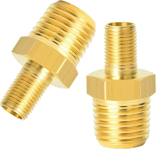 2 piezas de adaptador de inflador de aire de latón 1/4 NPT (M) a válvula Schrader estándar (M), válvula de tanque, conector de inflador de 1/4