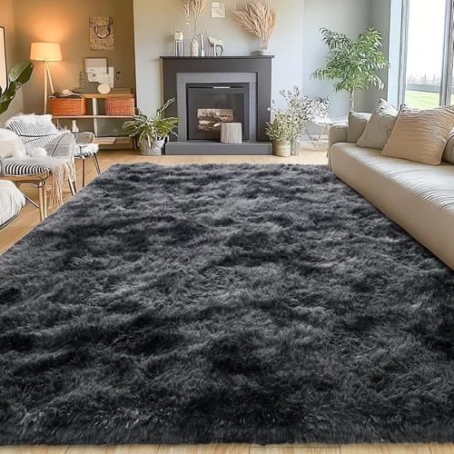 Miniatura 134 de Alfombras de área de 8x10 para sala de estar, alfombra shaggy grande ultra suave y esponjosa para dormitorio, alfombras de felpa mullida Blanco crema
