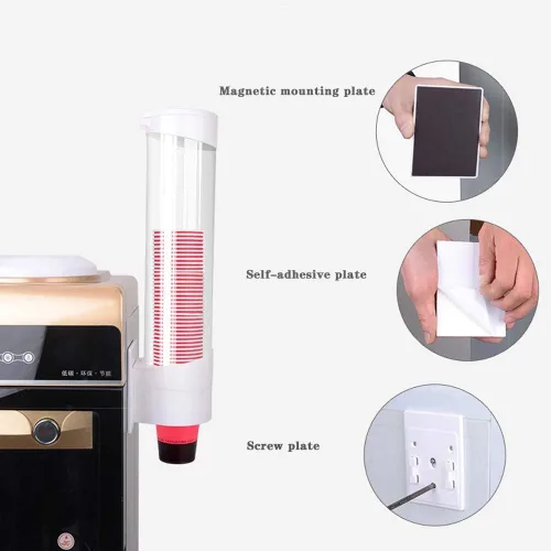 Miniatura 4 de Portavasos desechable grande montado en la pared, dispensador de tazas, organizador de vasos de papel o plástico, incluye imán para fijar
