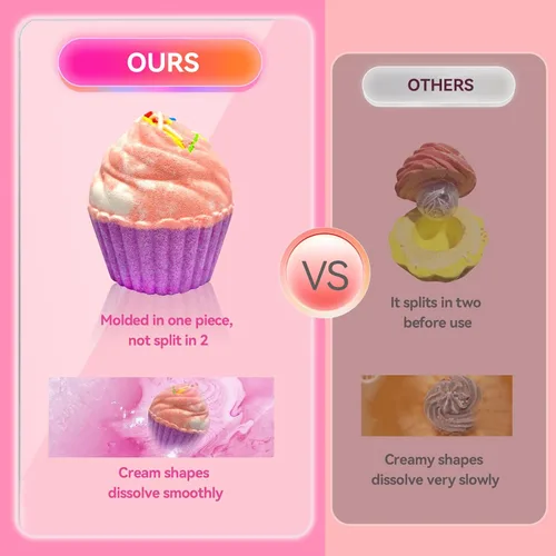 Miniatura 5 de Bombas de baño para niños con joyas sorpresa en el interior, juego de regalo de 8 bombas de baño de cupcakes para niñas, bolas efervescentes hechas