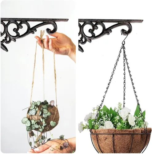 Miniatura 6 de Z Metnal Soportes decorativos para estantes, 6 x 9 pulgadas, soporte de buzón de metal de hierro forjado fundido, decoración de pared, soporte