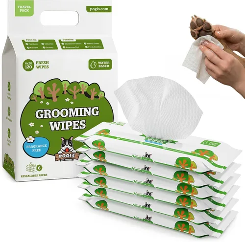 Miniatura 14 de Toallitas de aseo para perros de Pogi – Toallitas hipoalergénicas para mascotas para patas, cuerpo y trasero – Limpieza e hidratación, aroma a té