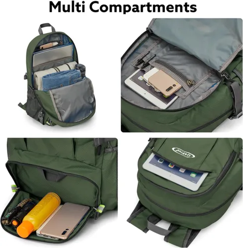 Miniatura 3 de G4Free Mochila de senderismo plegable ligera 40L, mochila de viaje impermeable Verde militar