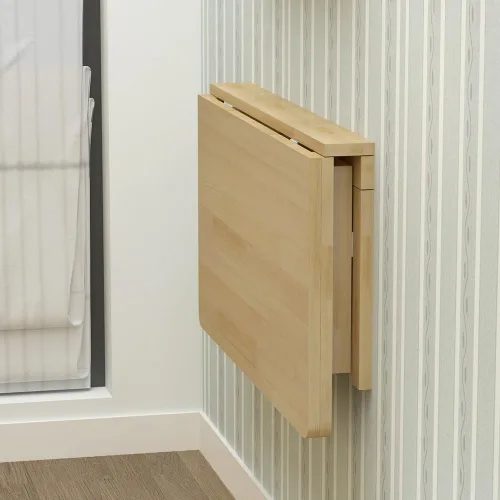 MM MELISEN Escritorio plegable de madera, mesa plegable de montaje en pared natural de 29.5 x 19.6 pulgadas para espacios pequeños. Perfecto como un