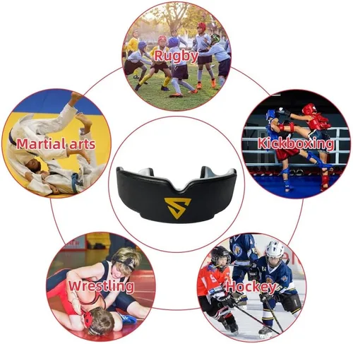 Miniatura 3 de Protector bucal con funda, para fútbol, boxeo, lacrosse y otros deportes de contacto, ajuste personalizado, transpirable, extraíble, ligero