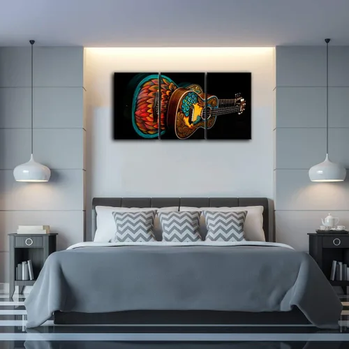 Miniatura 4 de Urttiiyy Arte de pared con música de guitarra, arte abstracto, impresiones en lienzo, arte para decoración del hogar para sala de estar, dormitorio