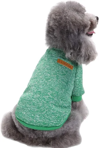 Miniatura 14 de Suéter de punto clásico para perros y mascotas, cálido para invierno, abrigo para mascotas, suéter suave para perros pequeños (XS, marrón)