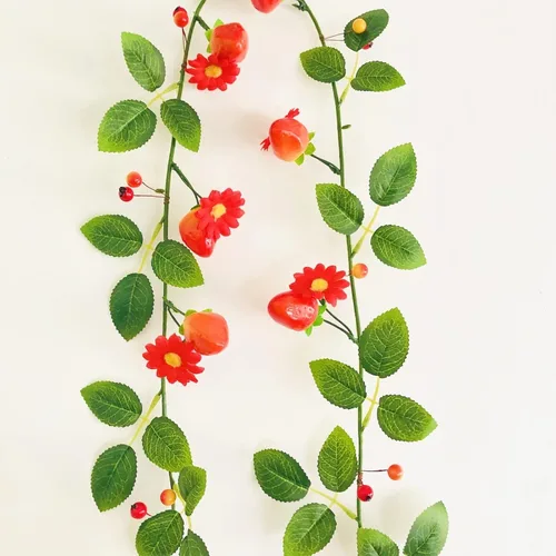 Miniatura 10 de Vid artificial de arándanos, margaritas blancas falsas, bayas y plantas, guirnalda para boda, jardín, oficina, hotel, fiesta, decoración artística