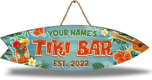 Miniatura 24 de Artsy Woodsy Letrero de madera personalizado con estampado de barra Tiki (no tallado ni neón), decoración de verano, cartel de piscina, patio