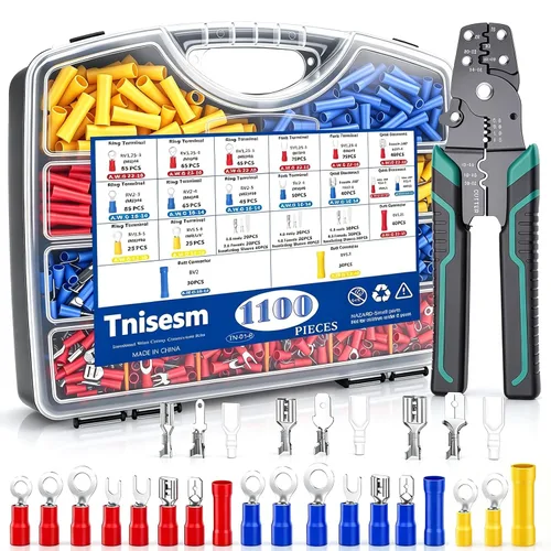 Miniatura 13 de Tnisesm Kit surtido de conectores de crimpado de alambre aislado con anillo, pala, tope, desconexión rápida, terminales de cable automotriz de 280