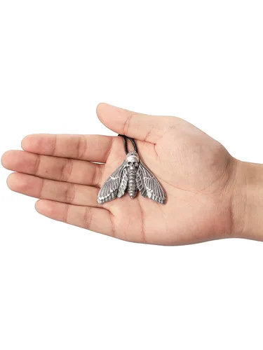 Miniatura 2 de HAQUIL Collar con colgante de calavera de aleación con cabeza de halcón de la muerte con cordón de cuero para mujeres y niñas 198 pulgadas Metal