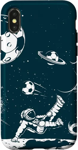 Miniatura 5 de Funda para iPhone 16 para teléfono de fútbol, amante del fútbol, jugador de fútbol espacial, funda de astronauta