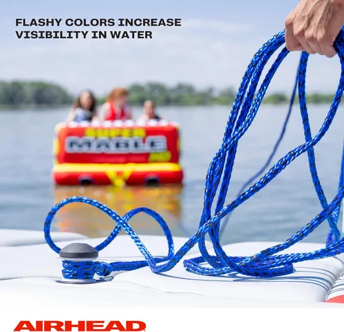 Miniatura 8 de Airhead 1-6 Person Tow Rope for Towable Tubes, Heavy Duty Boat Towline for Tubing, UV Resistant 16 Strand Polypropylene with Rope Keeper, up to