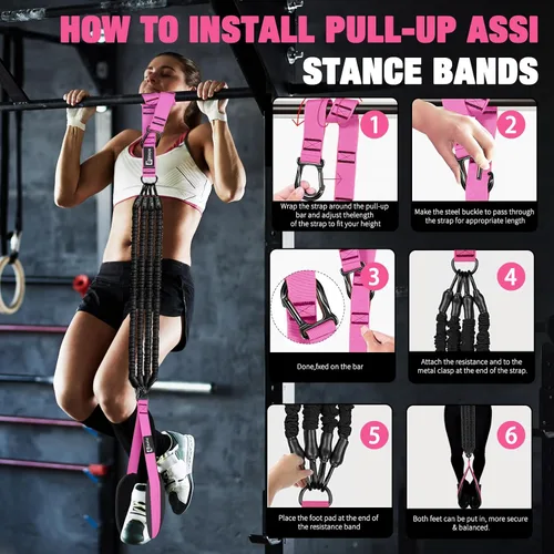 Miniatura 8 de Pull Up Assistance Bands Set, 300 lbs Max Heavy Duty Resistance Bands with Adjustable Strap, Non-Slip Handle & Door Anchor, Full Body Strength