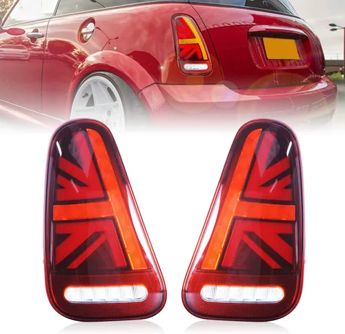 Ensamble de Luces Traseras Archaic Compatible para Mini Cooper R50 R52 R53 2001-2007, Lámparas Traseras Union Jack para Mini Cooper Rojo