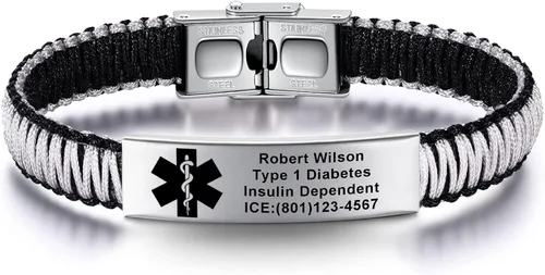 Miniatura 29 de Pulseras de alerta médica para mujeres Pulseras de identificación médica personalizables para hombres, niñas y niños Pulseras médicas trenzadas