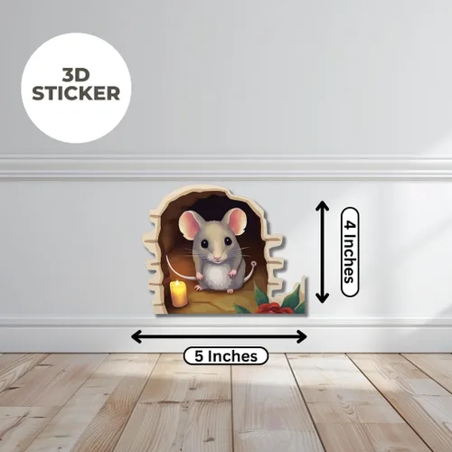 Miniatura 4 de Adhesivo de pared con ratón en el agujero - Paquete de 2, vinilo decorativo con agujero de ratón, arte divertido, decoración del hogar, vinilo