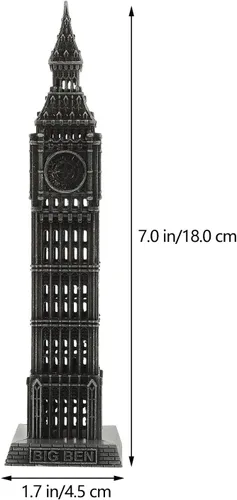Miniatura 9 de Big Ben Modelo 7.08 pulgadas Aleación Escritorio Arquitectura Escultura Hecho a Mano Vintage Hito Ornamento para el Hogar Oficina Cafetería