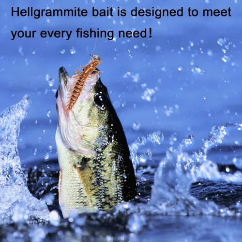 Miniatura 7 de Eupheng Señuelos de pesca Hellgrammite de 2"/3", señuelos de pesca de plástico suave súper realistas para Ned Jig Drop Shot Rig, cantidad de 20