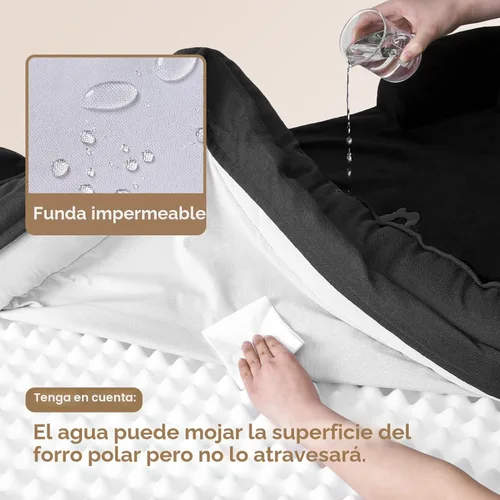 Miniatura 4 de EHEYCIGA - Cama ortopédica XL de perro grande/muy grande, impermeable, de espuma viscoelástica y espuma tipo caja de huevos, bordes elevados, Negro