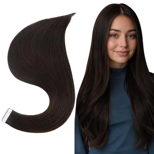 Miniatura 50 de Full Shine Invisi Edge - Extensiones de cabello con cinta adhesiva invisible de 36 cm, color 1 negro, máquina Remy, extensiones de cabello humano