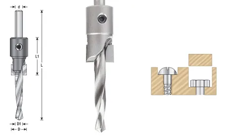 Miniatura 2 de Amana Tool 55145 Atornillado con punta de carburo sin vástago con taladro en espiral lento 1-1/8" D x 1/2" taladro