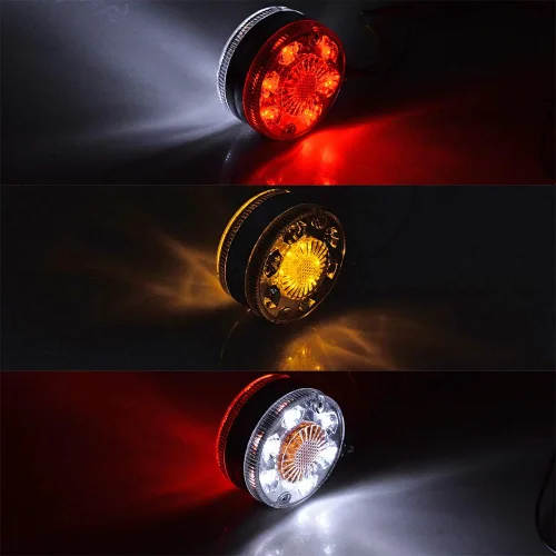 Miniatura 2 de Astra Depot 2 piezas de luz de cara doble de 3" redondas, 24 LED, color rojo, ámbar y blanco, para remolque de camión semi, tractor, vehículo largo