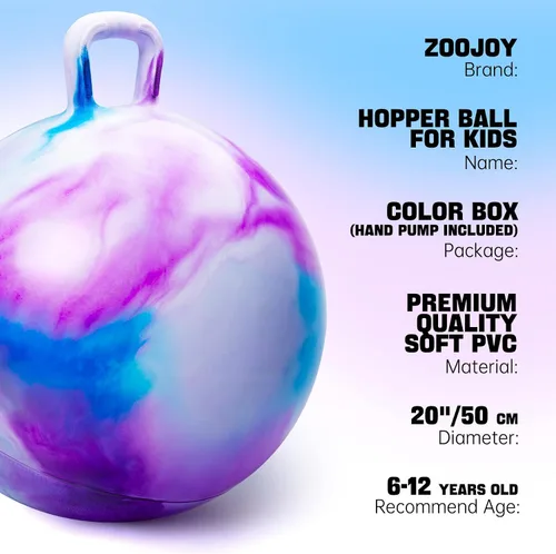Miniatura 2 de ZOOJOY Hopper Ball, juguetes de salto para niños, pelota inflable de 18 pulgadas con asa para niños y niñas de 3 a 8 años, juguete inflable