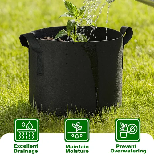 Miniatura 6 de Paquete de 12 bolsas de cultivo no tejidas de 1 galón, macetas de tela de aireación resistentes con asas duraderas, vienen con 12 etiquetas