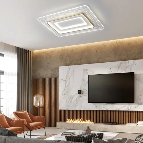 Miniatura 9 de Lámpara de techo empotrada moderna de 72 W LED regulable lámpara de techo rectangular con control remoto cerca de la lámpara de techo